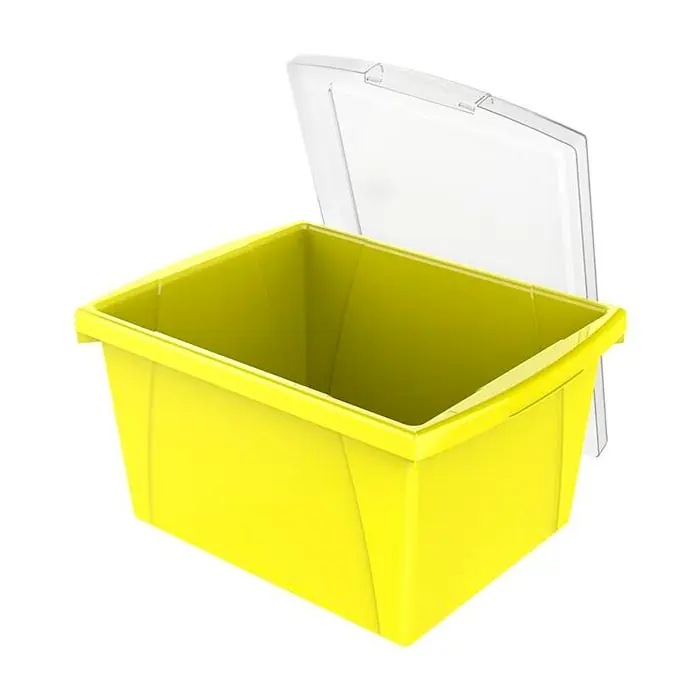 Storex Classroom Storage Bin with Lid, 4 Gallon, 13-5/8 x 11-1/4 x 7-7/8 Inches, Yellow Price Cut